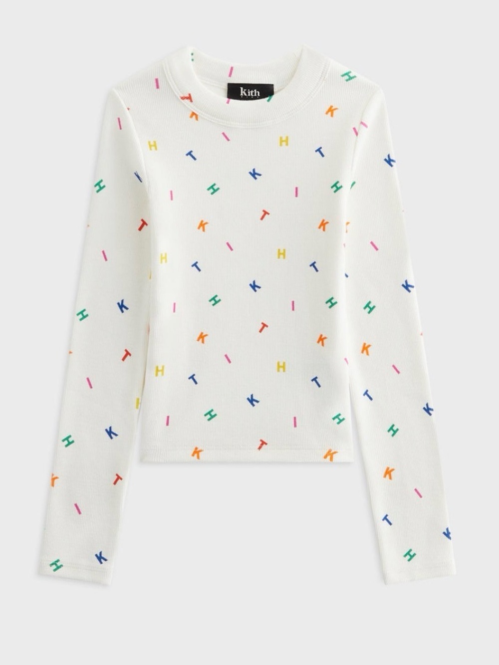 Kith White Long-Sleeve Knit Top with Multicolor Logo Motif